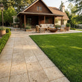 Noce Travertine Paver 8x8 Tumbled 1.25 inch — Backyard patio