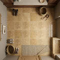 Noce Travertine Tile 12x12 Filled, Honed — Mudroom floor