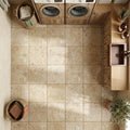 Noce Travertine Tile 12x12 Tumbled — Laundry Room floor