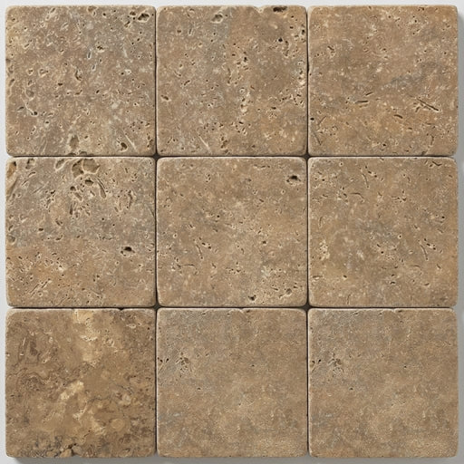 Noce Travertine Tile 12x12 Tumbled close-up