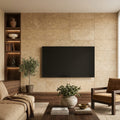 Noce Travertine Tile 12x24 Filled, Honed — Living Room feature wall