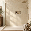Noce Travertine Tile 12x24 Tumbled — Bathroom shower wall