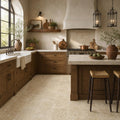 Noce Travertine Tile 12x24 Tumbled — Kitchen floor