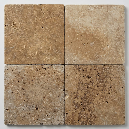 Noce Travertine Tile 16x16 Tumbled close-up