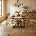 Noce Travertine Tile 16x16 Tumbled — Dining Room floor