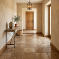 Noce Travertine Tile 16x16 Tumbled — Hallway floor