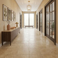 Noce Travertine Tile 18x18 Filled, Honed — Hallway floor