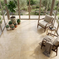 Noce Travertine Tile 18x18 Filled, Honed — Sunroom floor