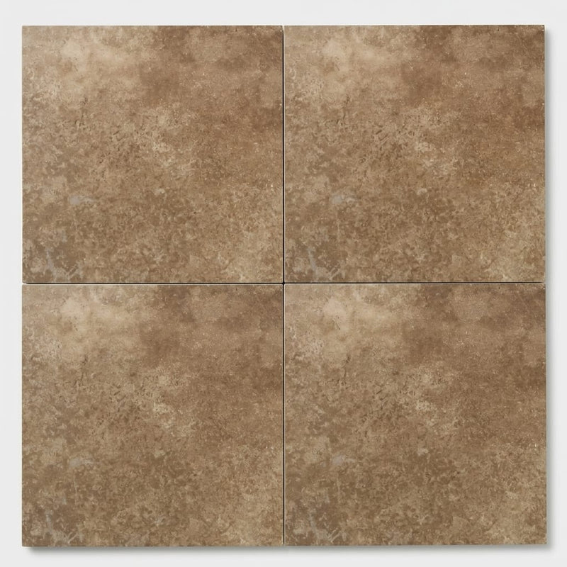 Noce Travertine Tile 18x18 Honed, Filled close-up