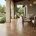 Noce Travertine Tile 18x18 Honed, Filled — Covered Patio floor