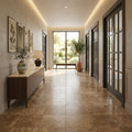 Noce Travertine Tile 18x18 Honed, Filled — Hallway floor