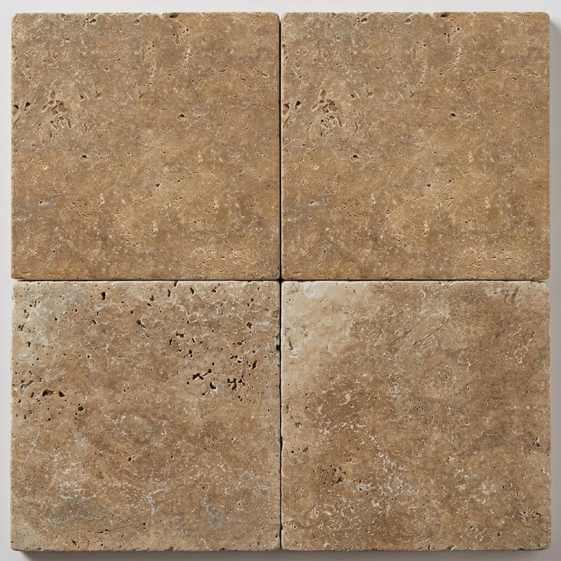 Noce Travertine Tile 18x18 Tumbled close-up