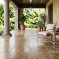 Noce Travertine Tile 18x18 Tumbled — Covered Patio floor