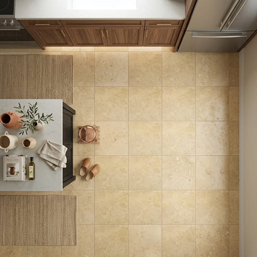Noce Travertine Tile 24x24 Filled, Honed — Kitchen floor