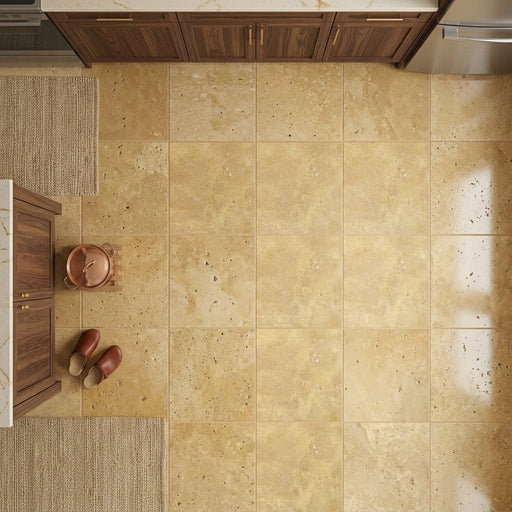 Noce Travertine Tile 24x24 Polished — Kitchen floor