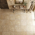 Noce Travertine Tile 24x24 Tumbled — Foyer floor