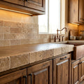 Noce Travertine Tile 3x6 Tumbled — Kitchen countertop edge