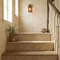 Noce Travertine Tile 3x6 Tumbled — Stairway stair riser edge