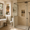 Noce Travertine Tile 4x4 Tumbled — Bathroom shower wall accent band