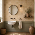 Noce Travertine Tile 4x4 Tumbled — Powder Room wall