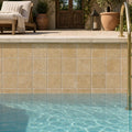 Noce Travertine Tile 4x4 Tumbled — Swimming Pool waterline