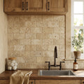 Noce Travertine Tile 4x8 Tumbled — Laundry Room backsplash