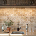 Noce Travertine Tile 4x8 Tumbled — Wet Bar backsplash
