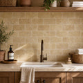 Noce Travertine Tile 6x12 Tumbled — Laundry Room backsplash