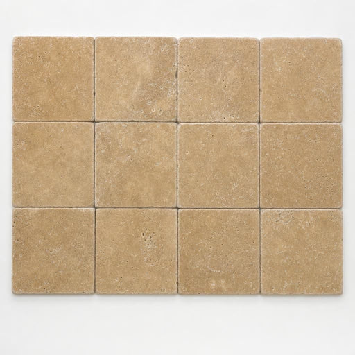 Noce Travertine Tile 6x6 Tumbled close-up