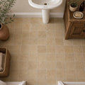 Noce Travertine Tile 6x6 Tumbled — Powder Room floor