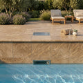 Noce Travertine Tumbled 12 x 12 x 1.25 Bullnose Coping 12x12 pool coping — Swimming Pool remodel pool edge