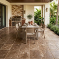Noce Travertine Tumbled 12 x 12 x 1.25 Paver 12x12 — Backyard patio