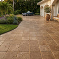Noce Travertine Tumbled 12 x 12 x 1.25 Paver 12x12 — Front Yard driveway
