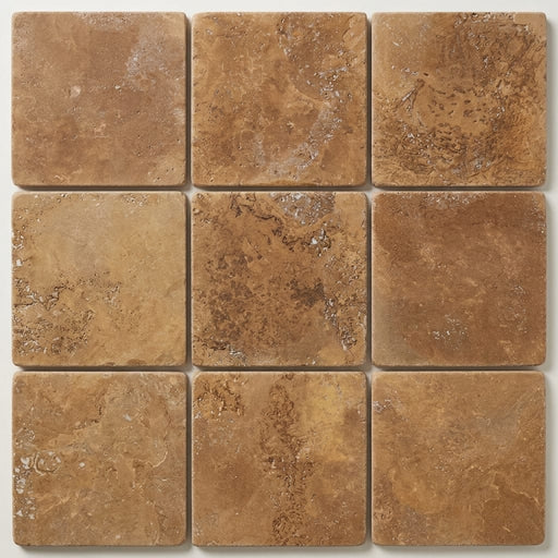 Noce Travertine Tumbled 12 x 12 x 3/8 Cross Cut Tile 12x12 close-up