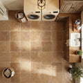 Noce Travertine Tumbled 12 x 12 x 3/8 Cross Cut Tile 12x12 — Laundry Room floor