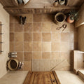 Noce Travertine Tumbled 12 x 12 x 3/8 Cross Cut Tile 12x12 — Mudroom floor