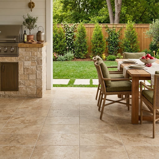 Noce Travertine Tumbled 12 x 24 x 1.25 Paver 12x24 — Backyard patio