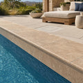 Noce Travertine Tumbled 12 x 24 x 2 Bullnose Coping 12x24 pool coping — Swimming Pool remodel pool edge
