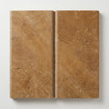 Noce Travertine Tumbled 12 x 24 x 2 Double Bullnose Coping 12x24 close-up