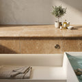 Noce Travertine Tumbled 12 x 24 x 2 Double Bullnose Coping 12x24 pool coping — Spa spa overhang edge