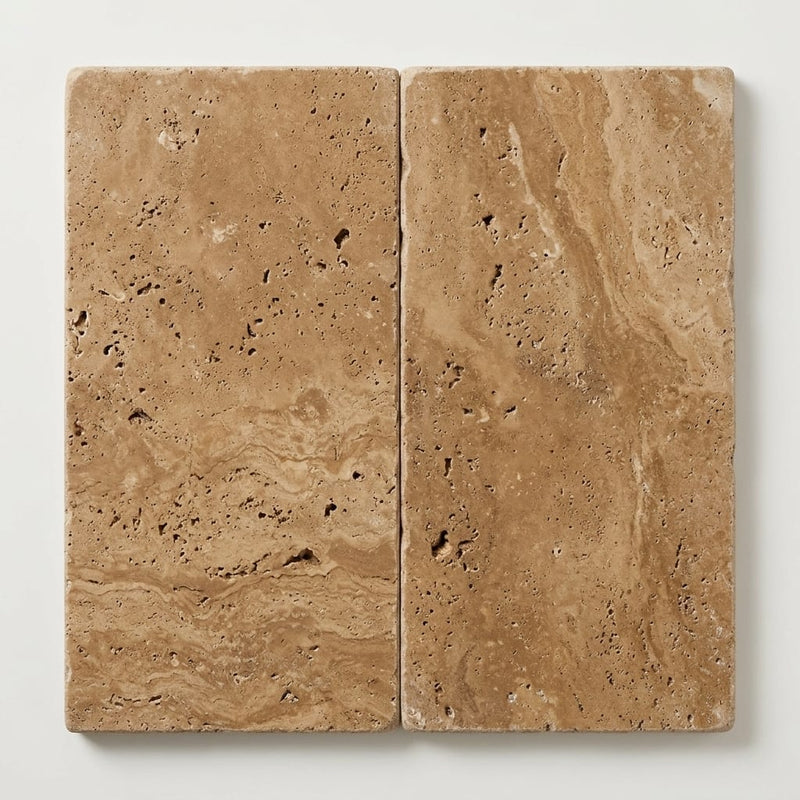 Noce Travertine Tumbled 12 x 24 x 2 Modern Coping 12x24 close-up