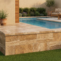 Noce Travertine Tumbled 12 x 24 x 2 Modern Coping 12x24 pool coping — Swimming Pool raised bond beam cap