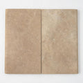 Noce Travertine Tumbled 16 x 24 x 1.25 Bullnose Coping 16x24 close-up