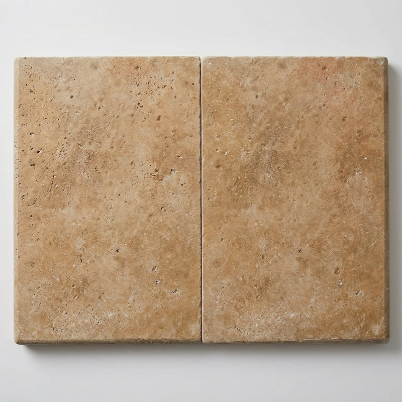 Noce Travertine Tumbled 16 x 24 x 2 Bullnose Coping 16x24 close-up