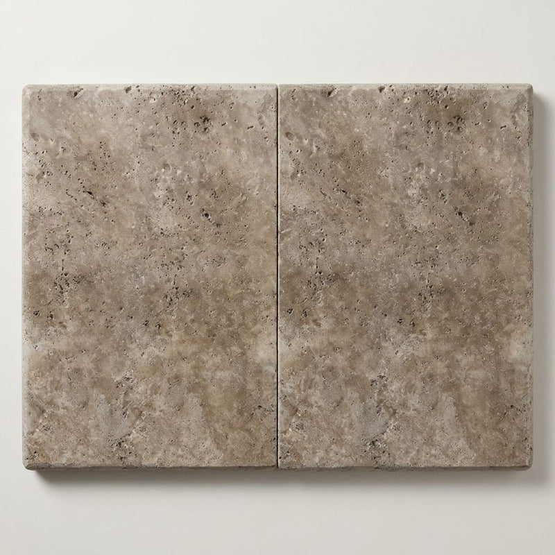 Noce Travertine Tumbled 16 x 24 x 2 Double Bullnose Coping 16x24 close-up