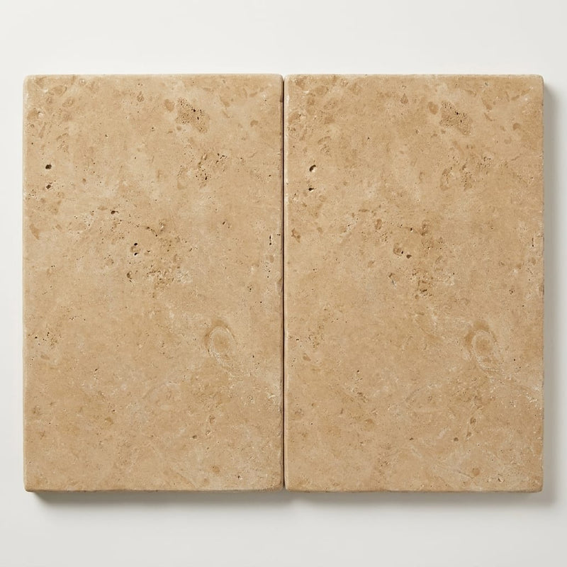 Noce Travertine Tumbled 16 x 24 x 2 Double Modern Coping 16x24 close-up