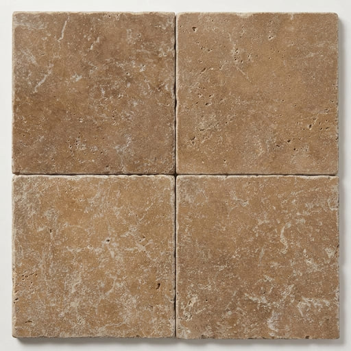 Noce Travertine Tumbled 18 x 18 x 1/2 Cross Cut Tile 18x18 close-up