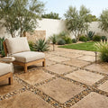 Noce Travertine Tumbled 24 x 24 x 1.25 Paver 24x24 — Backyard patio