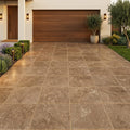 Noce Travertine Tumbled 24 x 24 x 1.25 Paver 24x24 — Front Yard driveway