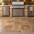 Noce Travertine Tumbled 24 x 24 x 1.25 Paver 24x24 — Outdoor Kitchen floor